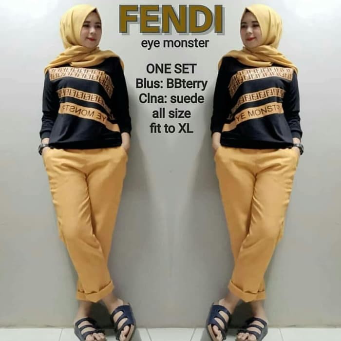 TERBATAS - BAJU ATASAN WANITA MUSLIM / FENDI EYE SET BLOUSE PLUS CELANA / BLOUSE