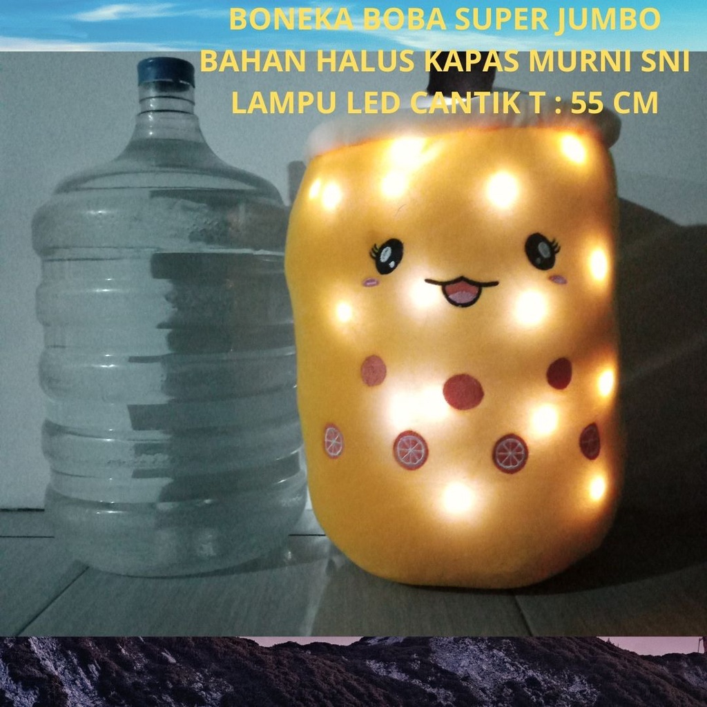 Boneka Boba Jumbo Besar Bahan Lembut Padat Berisi Kapas SNI Lampu LED Cantik Berkualitas