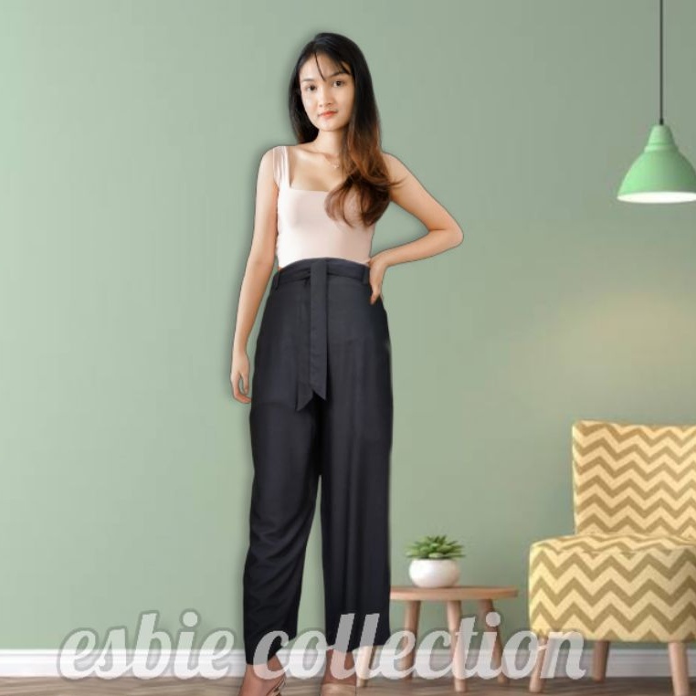 Celana Kulot rayon tali highwaist / Ribbon pants