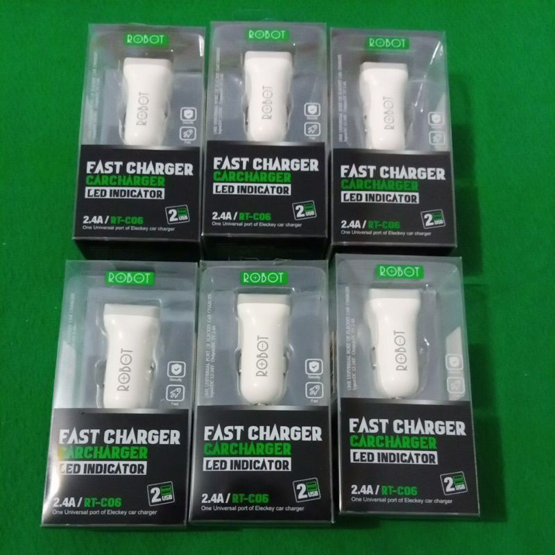 ROBOT RT-C06 Car Charger Colokan Mobil - 2 Port USB - Garansi Resmi 1 Tahun