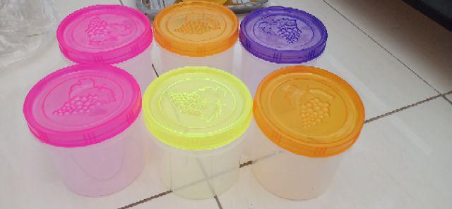 6 Pcs Toples Plastik Drat 1000 Gr/ Toples Anggur/ Toples Plastik Putar/ Toples Bumbu