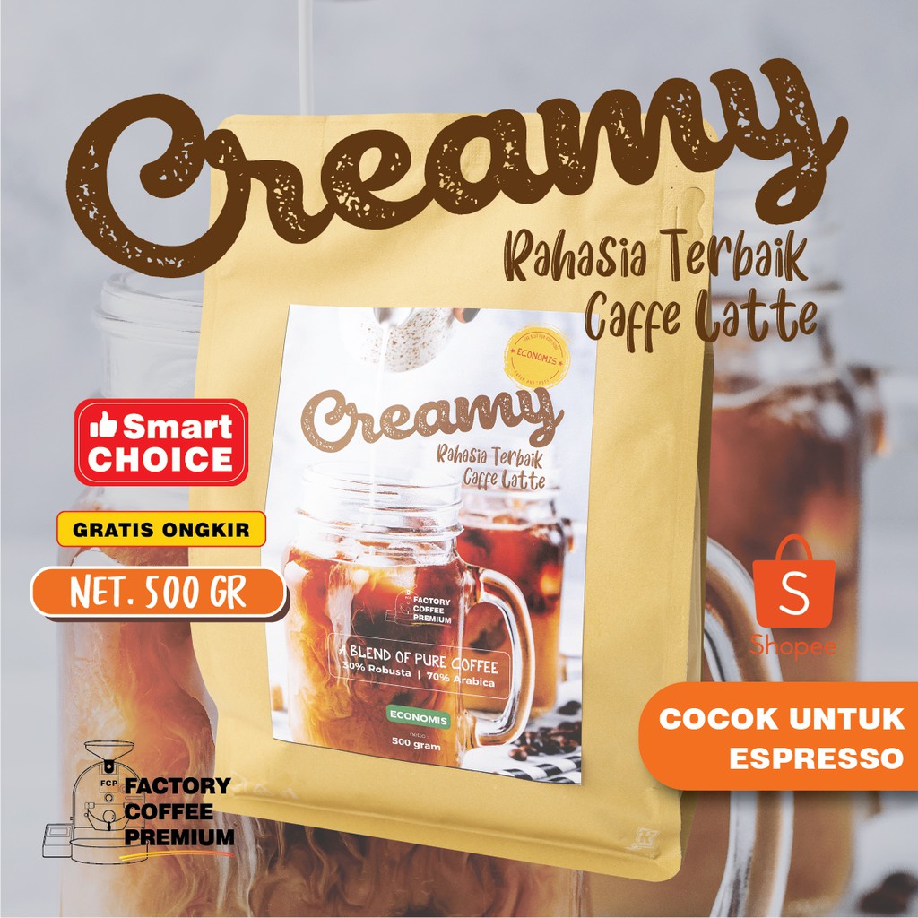 

500gr Biji Kopi CREAMY Rajanya Caffee Latte Harga Grosir - Beans