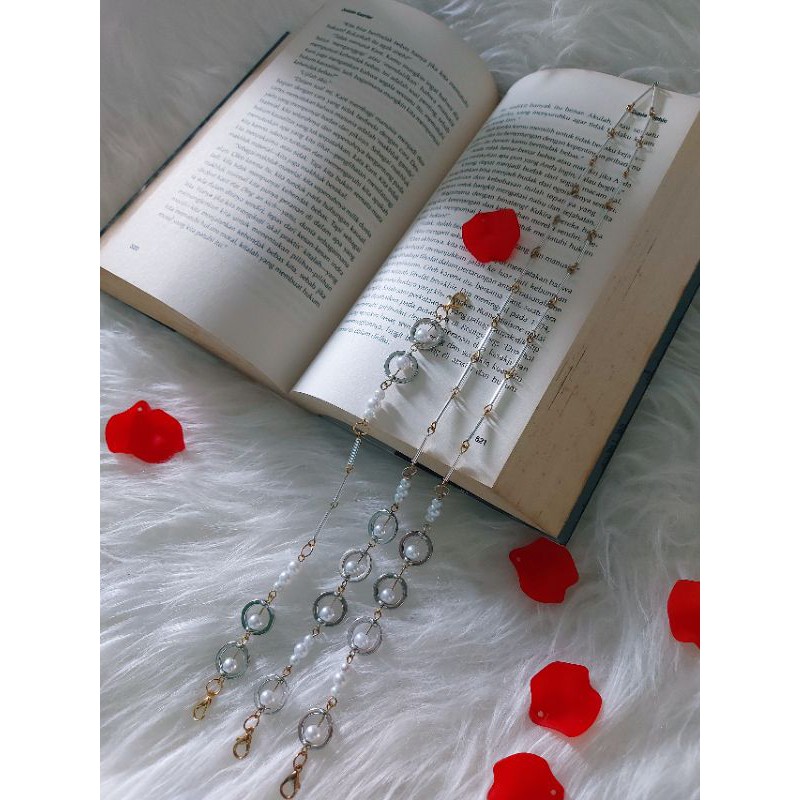 Set Strap Masker White Mutiara & Connector String / Mask Strap Mutiara dan Konektor