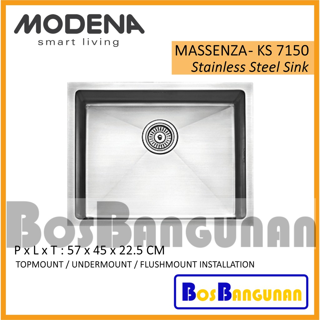 Bak Cuci Piring Stainless Modena Ks7150 Stainless Kitchen Sink Modena Massenza Ks 7150 Shopee Indonesia