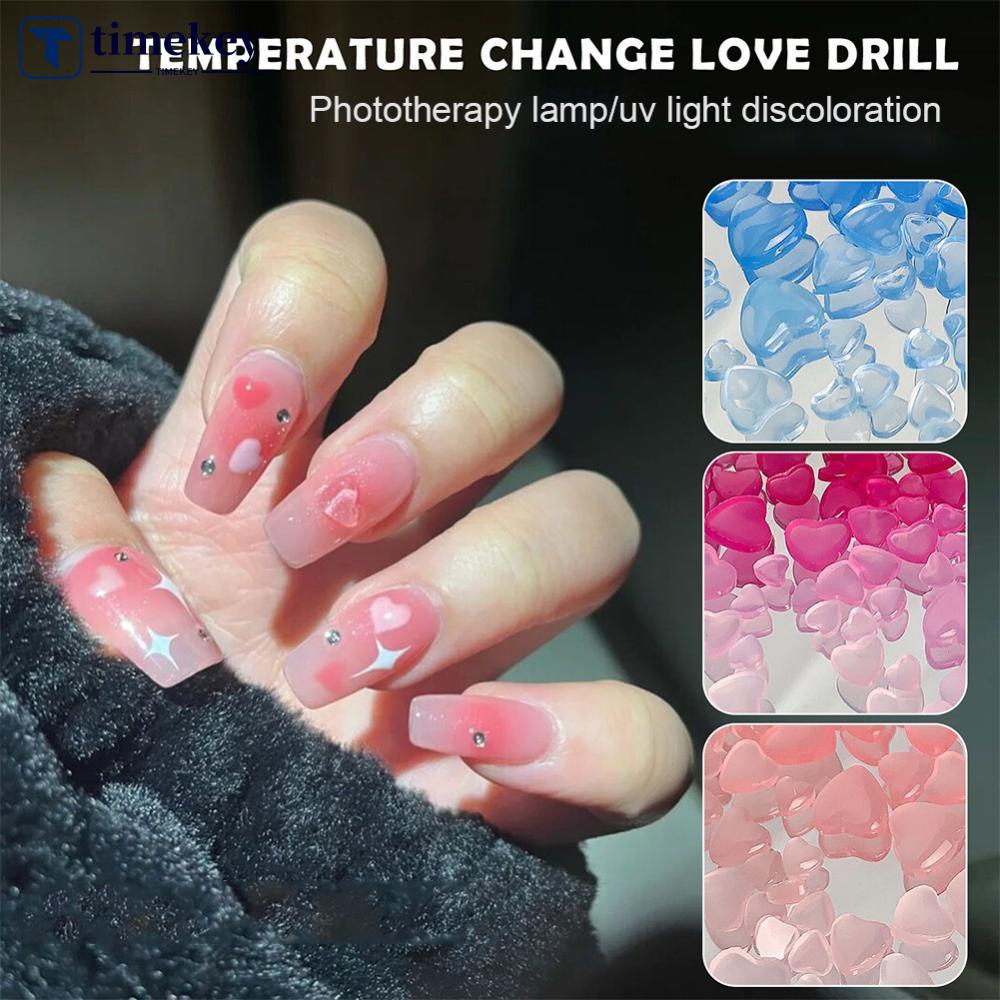 Timekey 100pcs Stiker Kuku Transparan Fotochromic Love Untuk Dekorasi Nail Art DIY A2K2