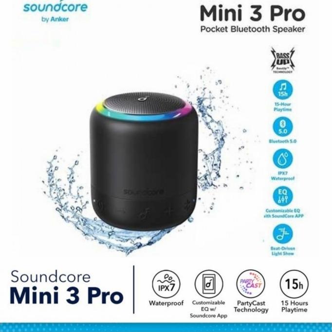 ANKER A3127 SoundCore Mini 3 Pro - BassUp IPX7 Waterproof Speaker Mini ary55 Berkualitas