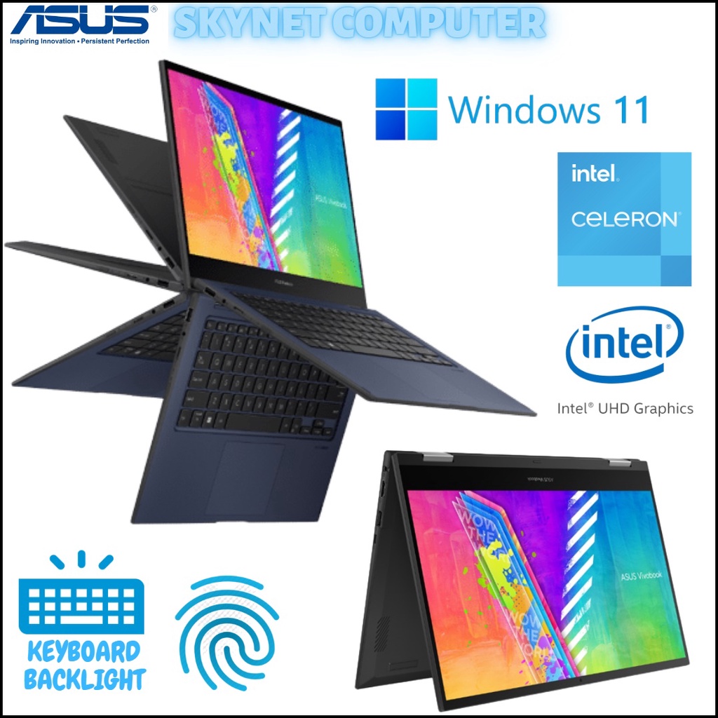 ASUS VIVOBOOK GO FLIP 14 TP1400KA INTEL N4500 N6000 RAM8GB SSD512GB 14TOUCHSCREEN WINDOWS 11 DAN OFFICE ORIGINAL