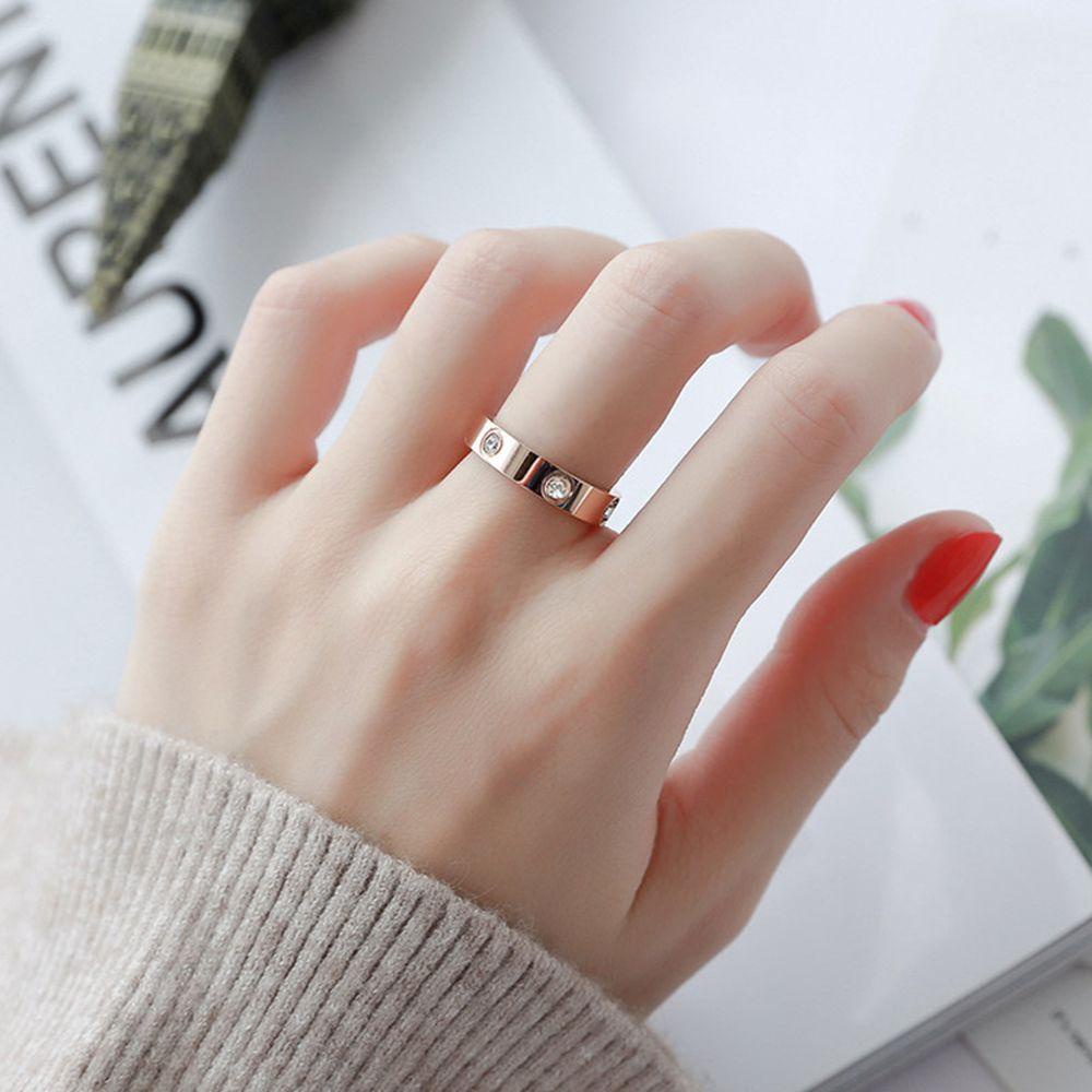 Agustinina Cincin Jari Berlian Temperamen Geometris Hadiah Lingkaran Perempuan Baja Titanium Gaya Korea Ring