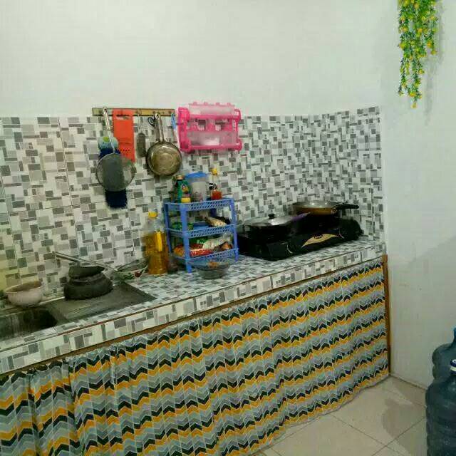Gorden bawah kompor/Gorden kolong dapur motif retro orange