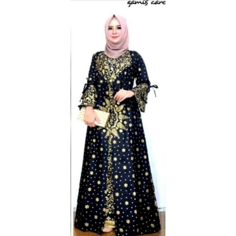 PROMO BATIK COUPLE KELUARGA SARIMBIT sania ruffle batik ori ndoro jowi motif PRADA MATAHARI HITAM-GAMIS DEWASA JAZZY