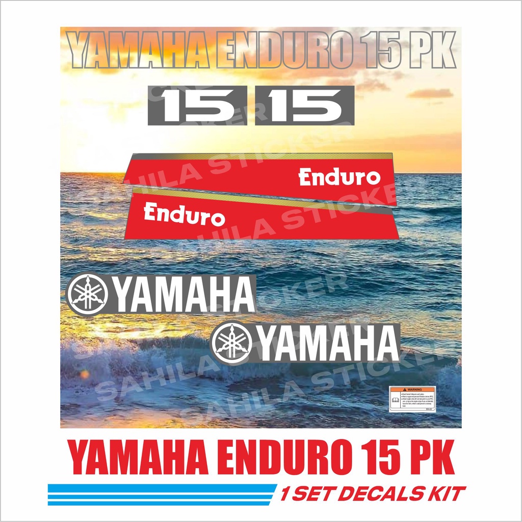 1 SET DECALS STIKER MESIN TEMPEL YAMAHA ENDURO 15 PK / YAMAHA ENDURO DECALS STICKER LIS STRIPING COV