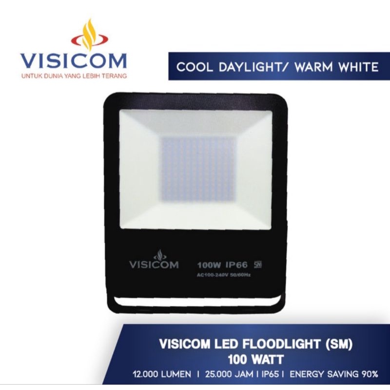 Visicom Floodlight outdoor. Lampu sorot Led waterproof 100w 100 watt. SM 100 W