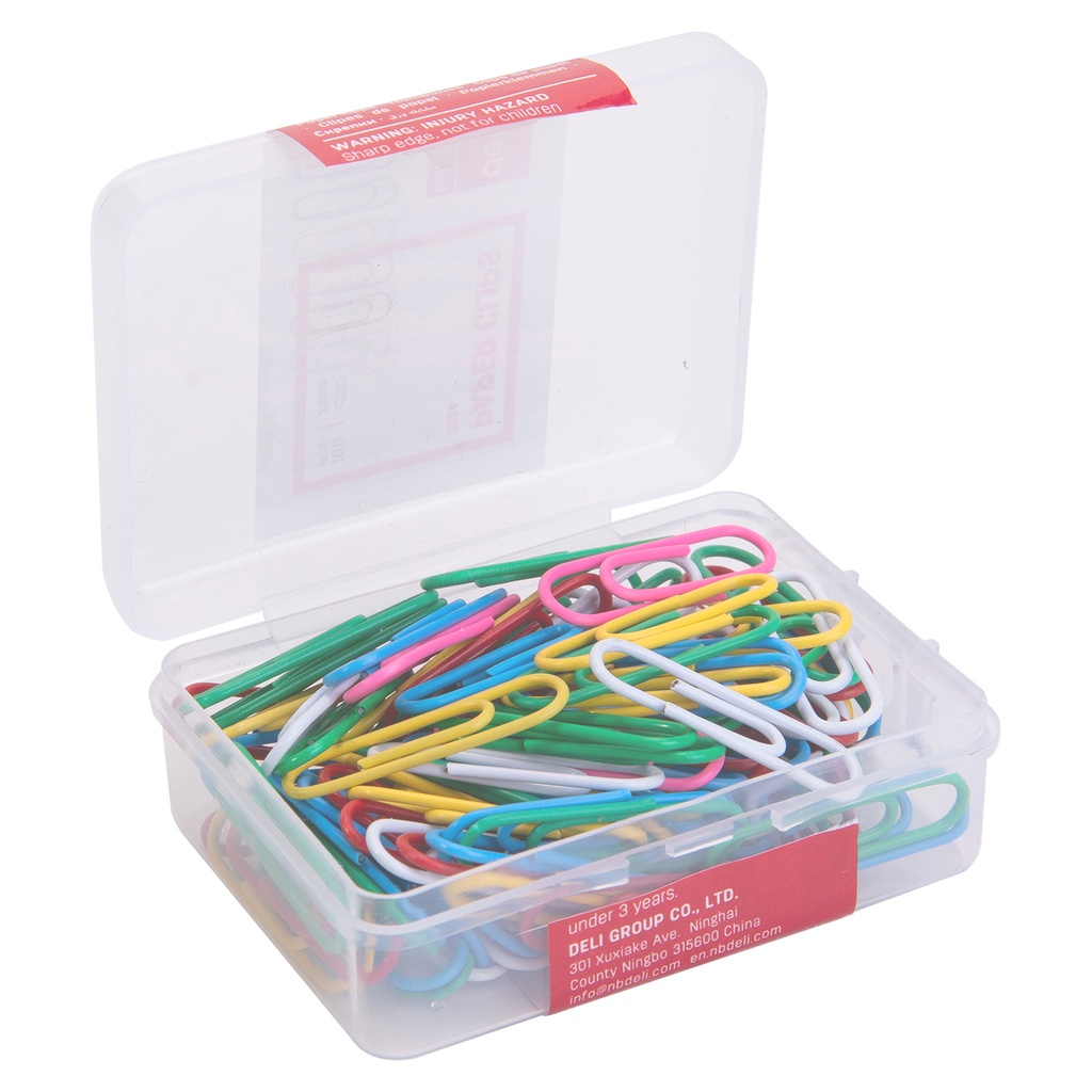 HAPPY TIME DELI PAPER CLIP KLIP KERTAS 29mm (100 PCS/BOX) ANEKA WARNA WARNI PERLENGKAPAN ALAT TULIS KANTOR SEKOLAH KULIAH E0024 ATK KANTOR