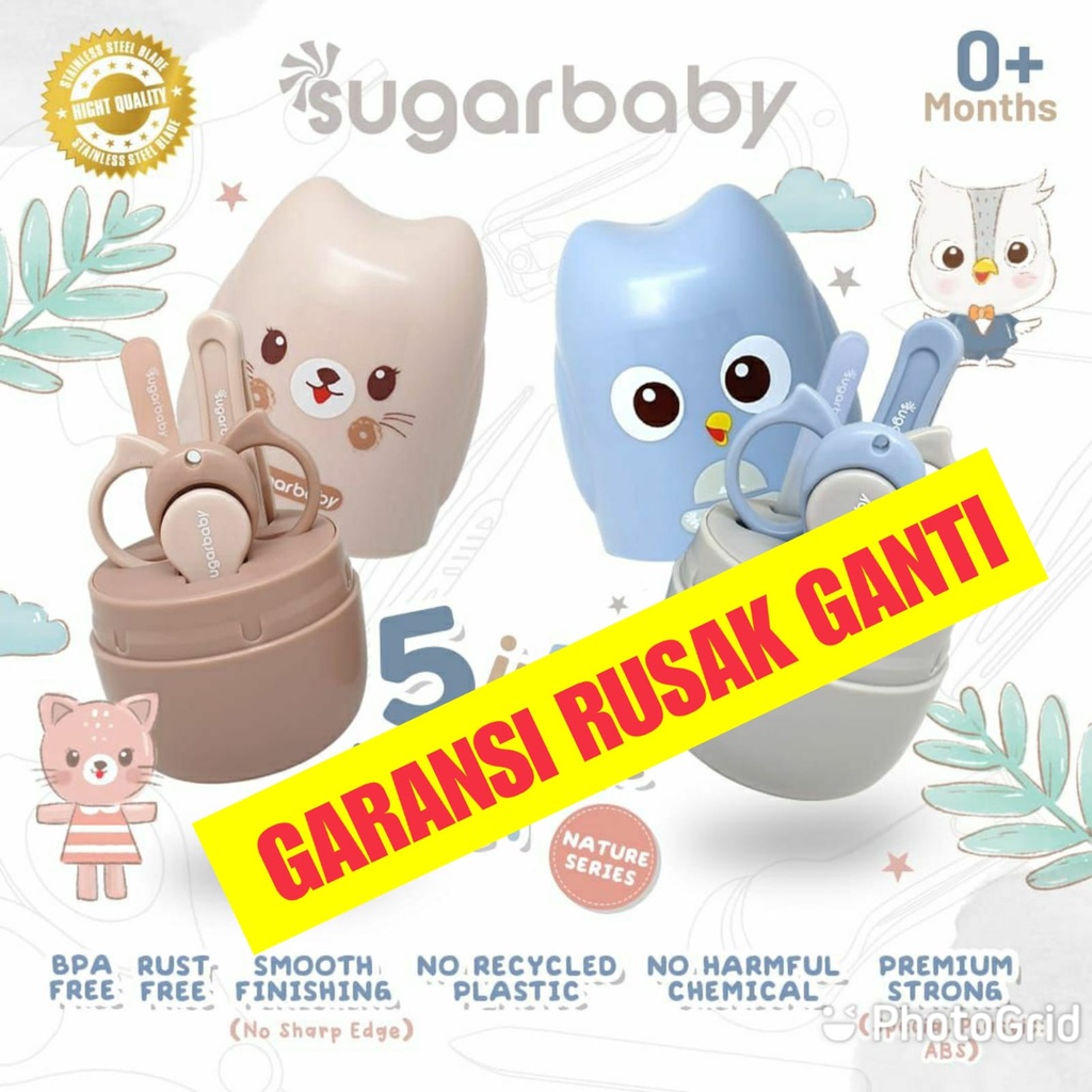 READY BANDUNG CACAT GANTI SUGARBABY 5in1 Manicure Set Nature Series (Perlengkapan Manikur Bayi 5in1)