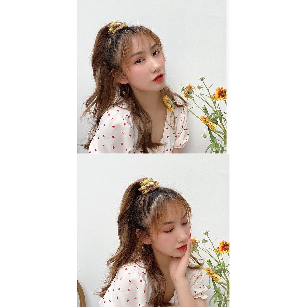 FYGALERYSURABAYA  ACC167 Scrunchie Besar Motif Bunga Ikat Rambut Hijab Hairband Aesthetic Isi 8 Pcs Aksesoris Rambut
