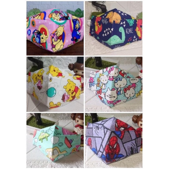 Masker Kain KF94 Evo Anak Motif Lucu Cotton Mask Kids 3D Earloop/Headloop/Hijab Stopper (0-10Tahun)