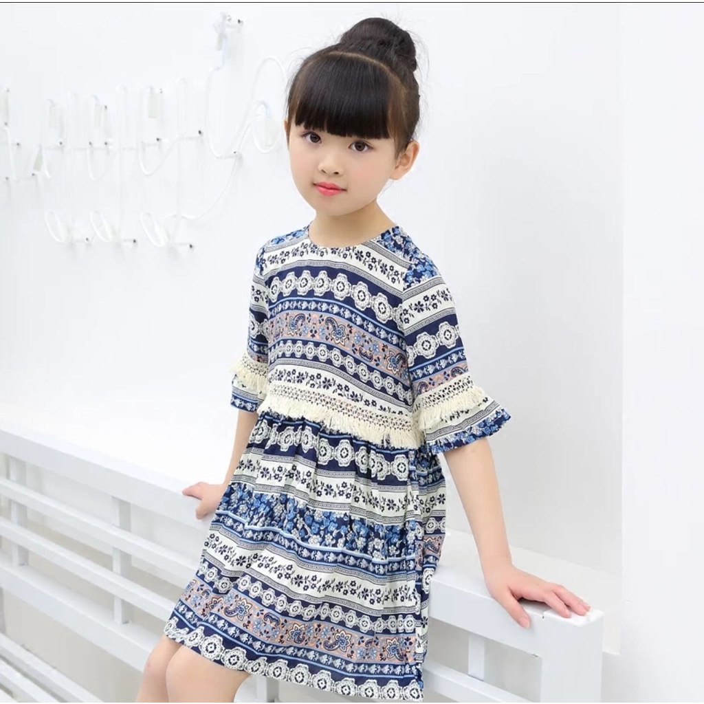 Promo !! Dress anak cewek / dress dewata motive summer ukuran 9bulan-2tahun / Dress import bahan lembut