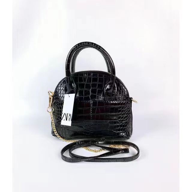 NEW !!!! TAS SELEMPANG / HANDBAG ZAR4 MINI BOWLING CROCO import batam #8085