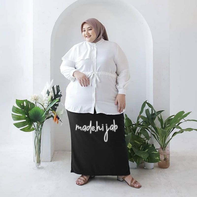 ROK JUMBO WOLFIS HITAM  ROK PANJANG BAHAN WOOLPEACH ROK HARIAN WOLPIS ROK BIG SIZE