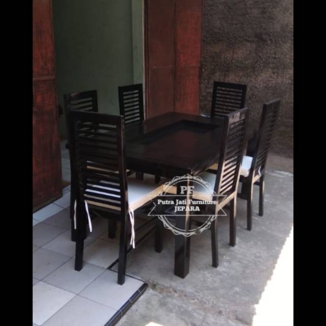 Meja makan pasir kursi  6 meja makan minimalis  warna hitam  