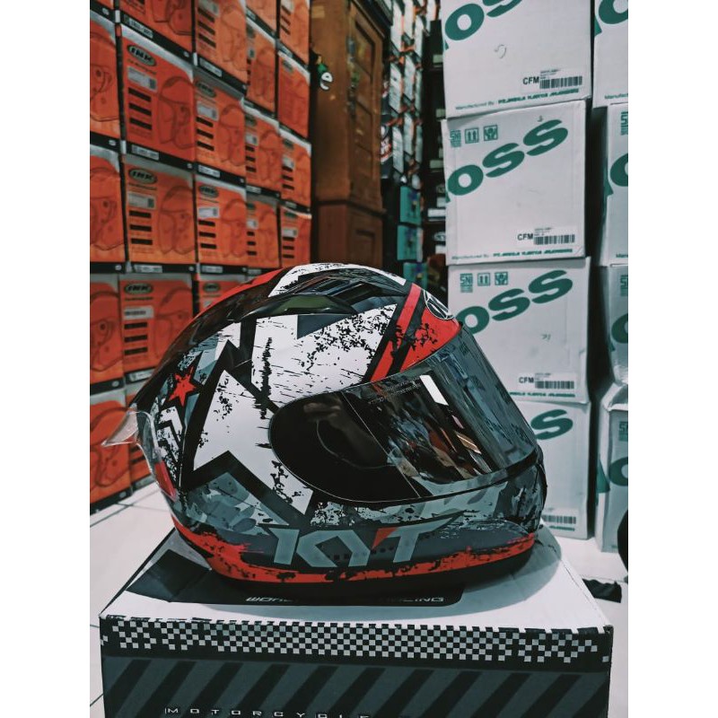 HELM KYT R10 SERI 3 BLAK/RED PAKET GANTENG/HELM ORIGINAL