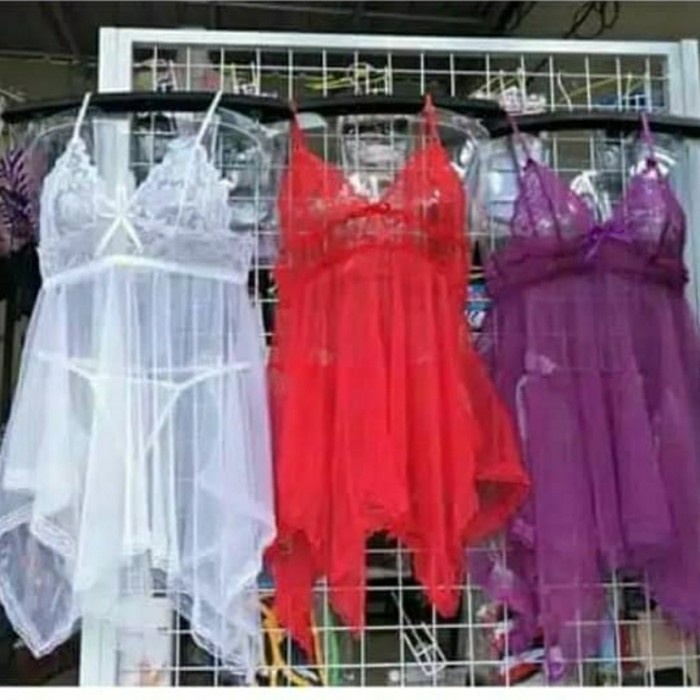 TERLARIS Sexy Lingerie Baju Tidur G string Tembus Pandang Fashion Wanita - Putih