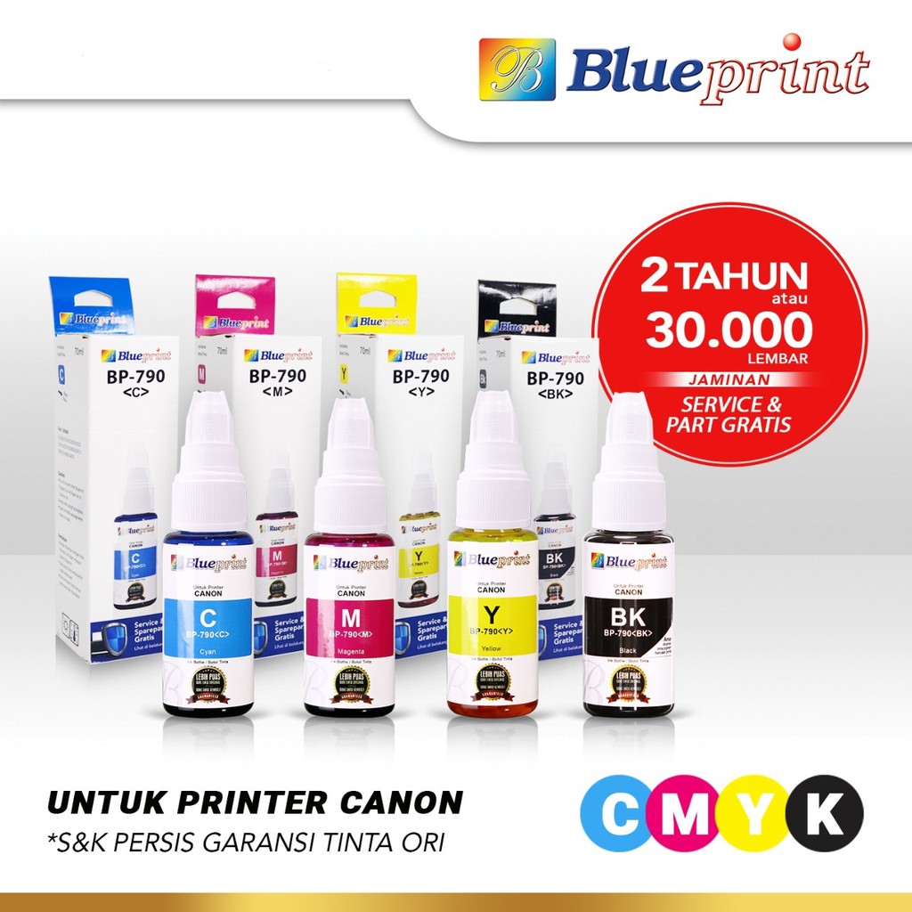 Tinta printer Blueprint canon G1010 G2000 G2010 G3000 G3010 70ml black BP 790 CK - bottle ink refill