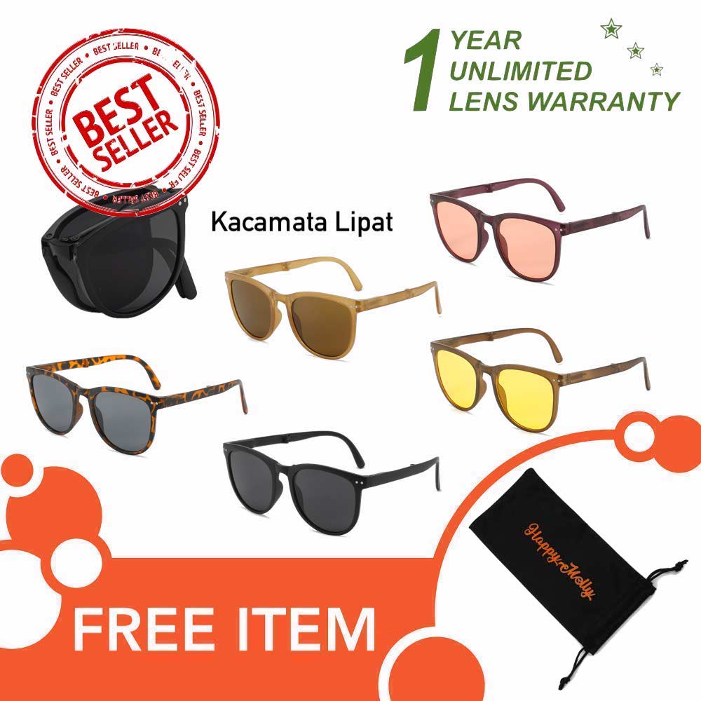 Kacamata Lipat UV400 - Anti Radiasi - Sunglasses Pria &amp; Wanita Korea - HM8092 ( Group ) FREE Sarung