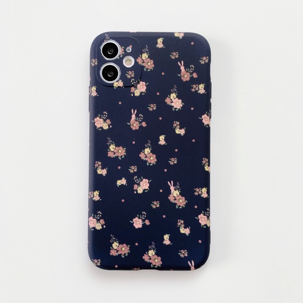 Camera Protection dark blue Flower Pattern Shockproof Phone Case For iPhone SE 2 2020 iPhone 11 Pro Max XR XS Max 7 8 Plus X Soft TPU Ba