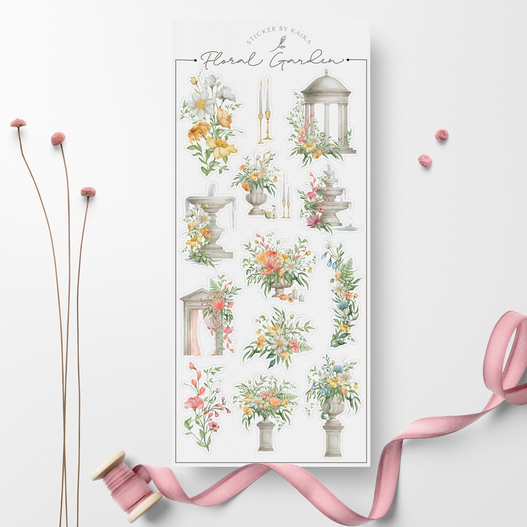 

Antique Garden - Sticker Sheet Set Lucu untuk Bullet Journal Diary Scrapbook