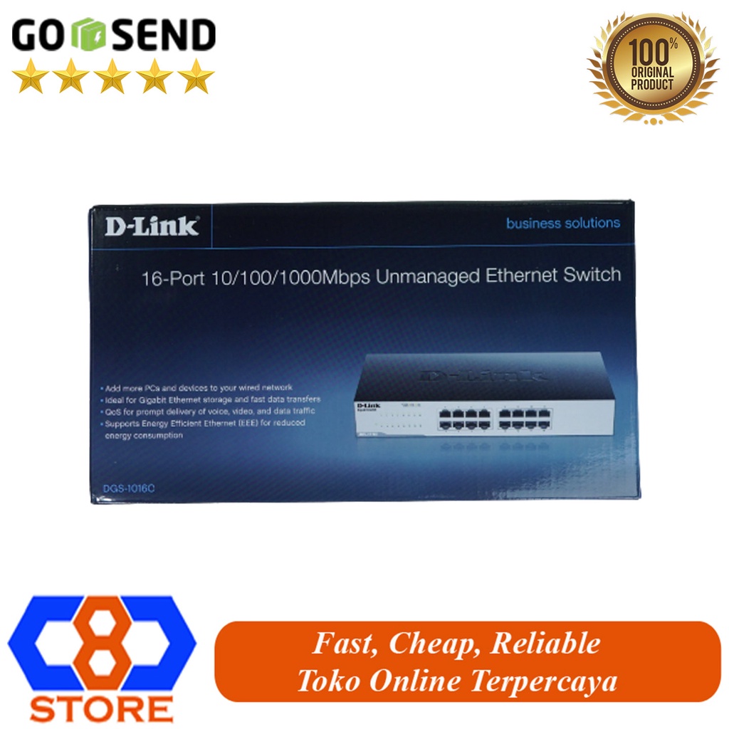 SWITCH GIGABIT 1000MBPS 16 PORT DLINK DGS-1016C BESI GARANSI RESMI