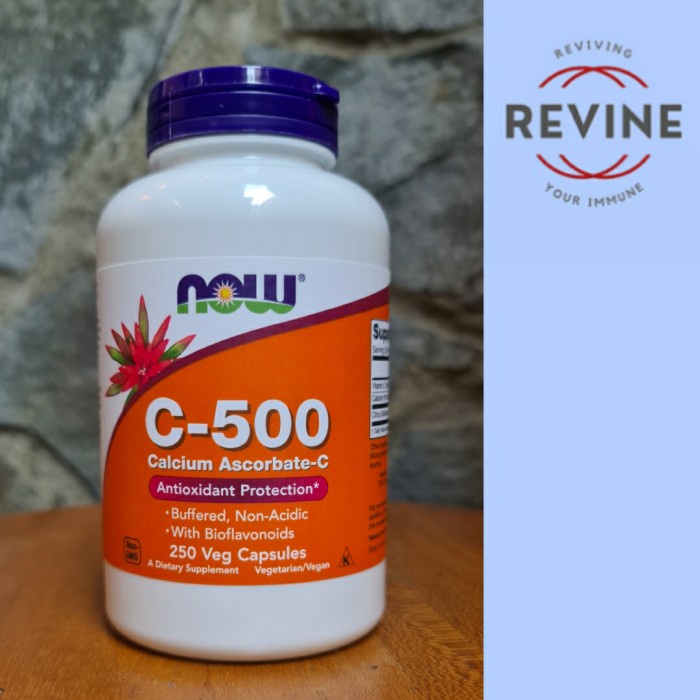 {candrastore} Vitamin C 500 mg Now Foods Buffered Non Acidic - 250 Veg Caps Limited