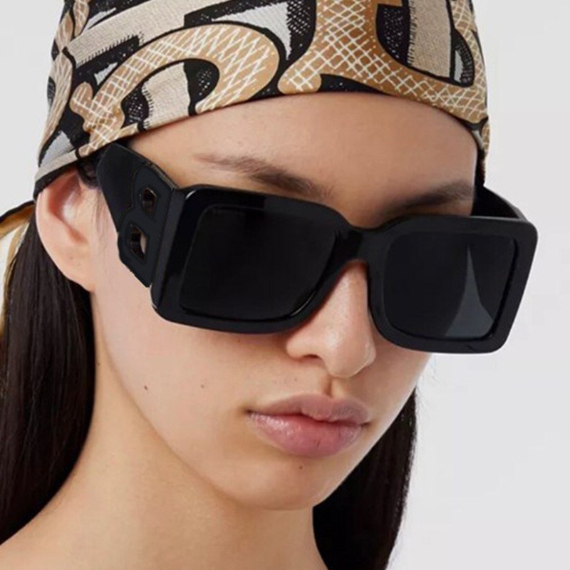 2021 Kacamata Hitam Wanita Frame Kotak Tebal Besar Gaya Retro Vintage Korea