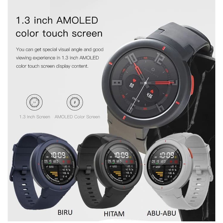 Smart Watch Jam Tangan Xiaomi Amazfit Verge Smartwatch Original - Hitam Exclusive