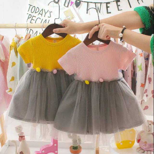 HOT Pompom Dress Rok Tutu Bayi & Anak Import