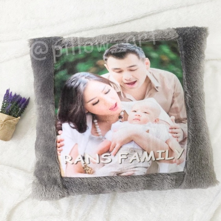 Pillowart - Bantal Foto Custom Bulu Rasfur Ukuran 40x40 cm / Hadiah - ART022