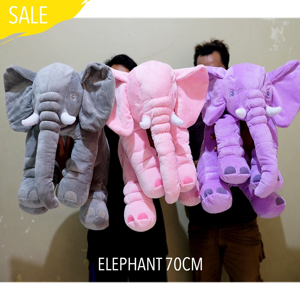 gajah big besar 70cm Boneka Elephant Doll Boneka bantal bayi mobil punggung jattestor taman safari