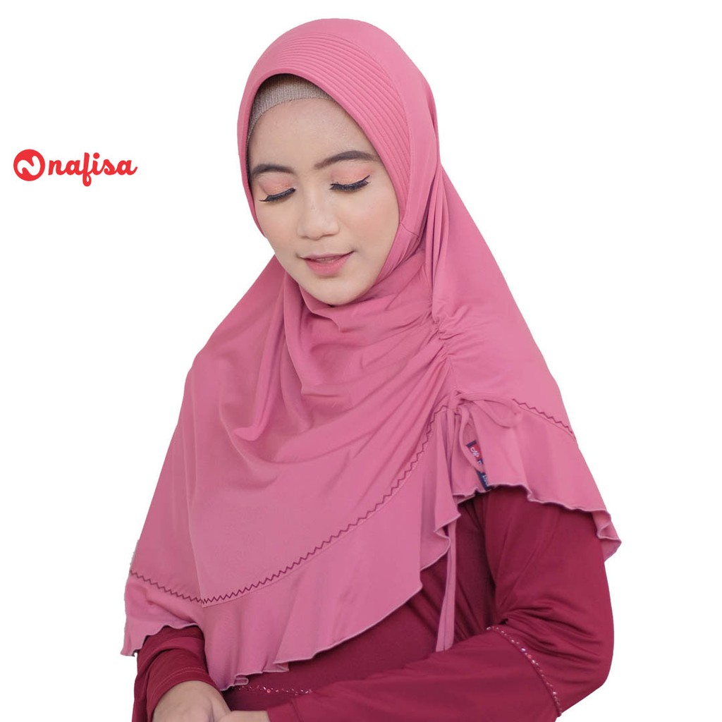 Jilbab Instan Bergo Nafisa Malika | Hijab Instan Kerut Samping Kerudung bergo Instan Rempel Khimar