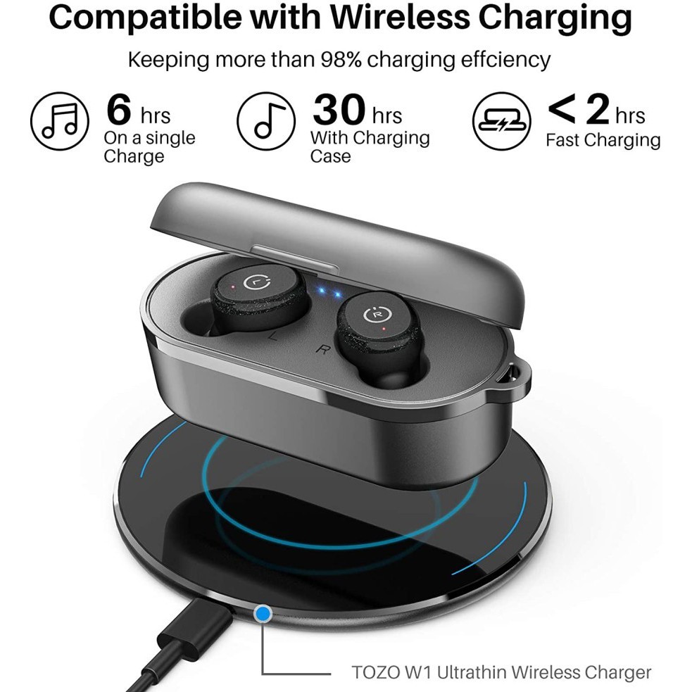 Tozo T10 TWS Stereo Headset Wireless Earbuds Wireless Charging IPX8