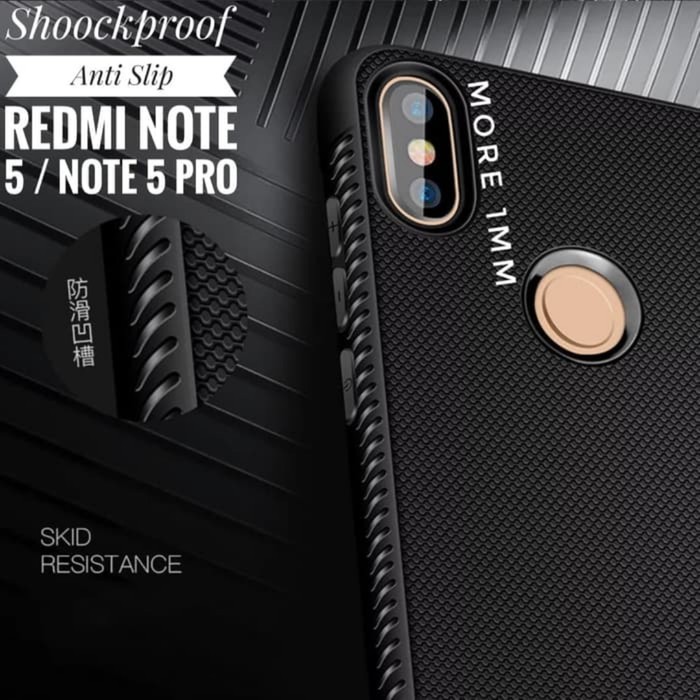 Xiaomi Redmi Note 5 Pro Case Shockproof Anti Slip Slim Black Matte - Hitam