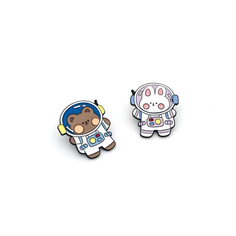 Planet astronot beruang kelinci bros cute Japanese gaya kartun beberapa alloy lencana tas aksesoris