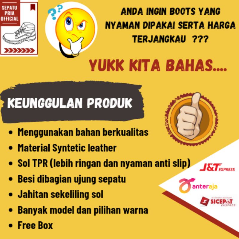 Sepatu Safety Motor Turing Spatu Sapety Pria Sapatu Sefety Laki Laki Sepatoe Kerja Ujung Besi Hitam-2