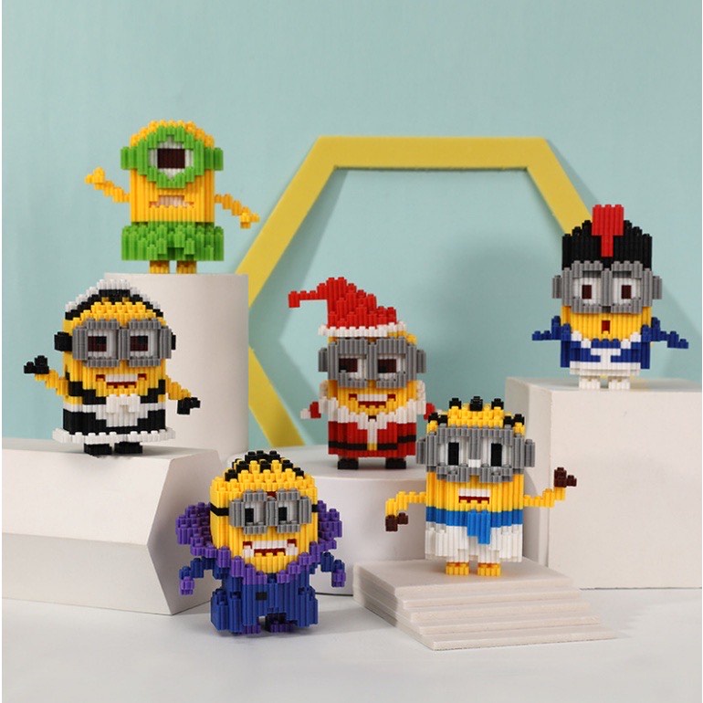 Nano block minion series mainan edukasi anak Balok Susun kartun DIY Bricks Mini HC