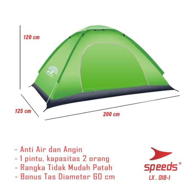 Tenda Camping Kamping Kemah Outdoor / Tenda Pantai Buka Otomatis 2 Orang Anti Air &amp; UV murah