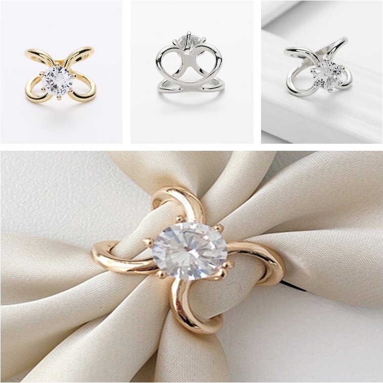 Cincin Gesper Syal Sutra Bahan Alloy Gaya Korea