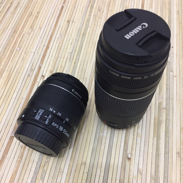 Lensa tele canon 75-300mm, efs 18-55mm