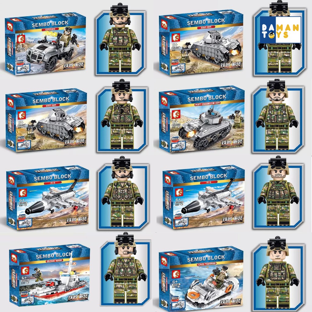 Pesawat Military 8in1 Mainan Anak Cowok Block Robot Bricks Tank Army