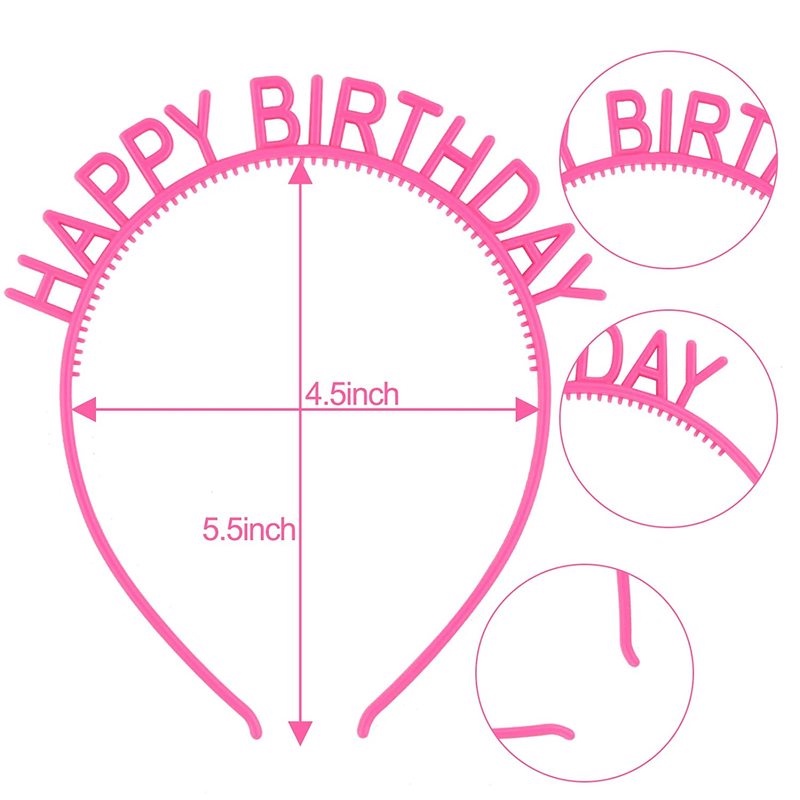 Candy Color Happy Birthday Letters Plastic Headbands / Girls Elegant Korean Non-slip Elastic Hair Hoop / Women Birthday Decoration Hairbands Crown / Ladies Party Hair Accessories