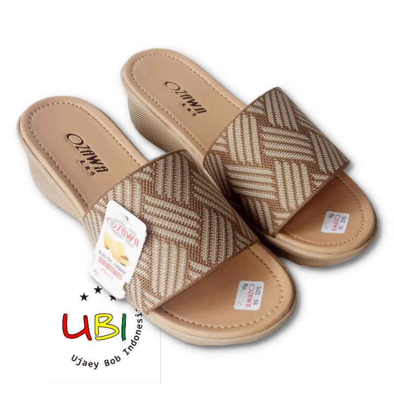 sandal selop wanita rajut import /wedges Sandal Slop Wanita Ozawa