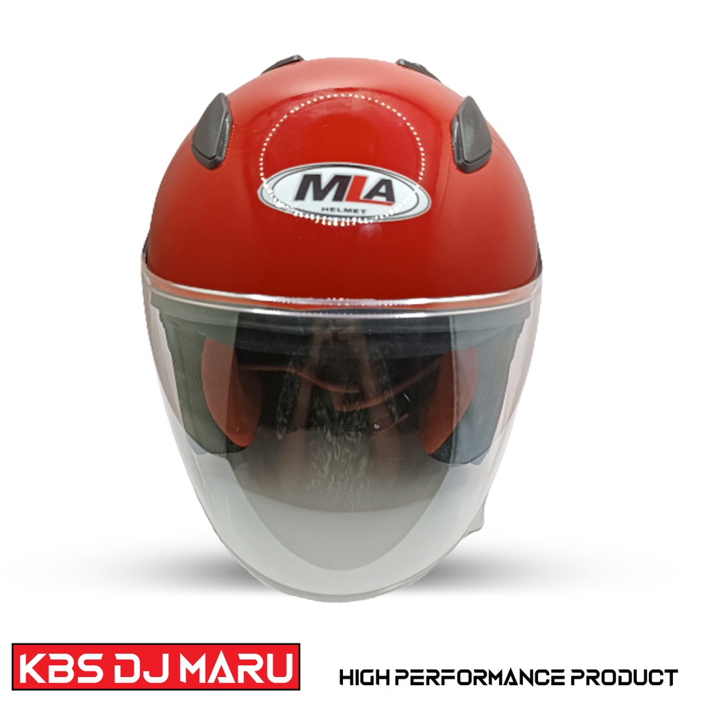 Helm Half Face Dewasa MLA DJ MARU Solid Polos RED FERARI Single Visor Clear Bening Untuk Pria Dan Wanita Dewasa COD